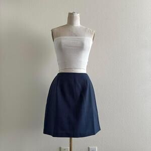 Vintage navy blue plaid mini skirt